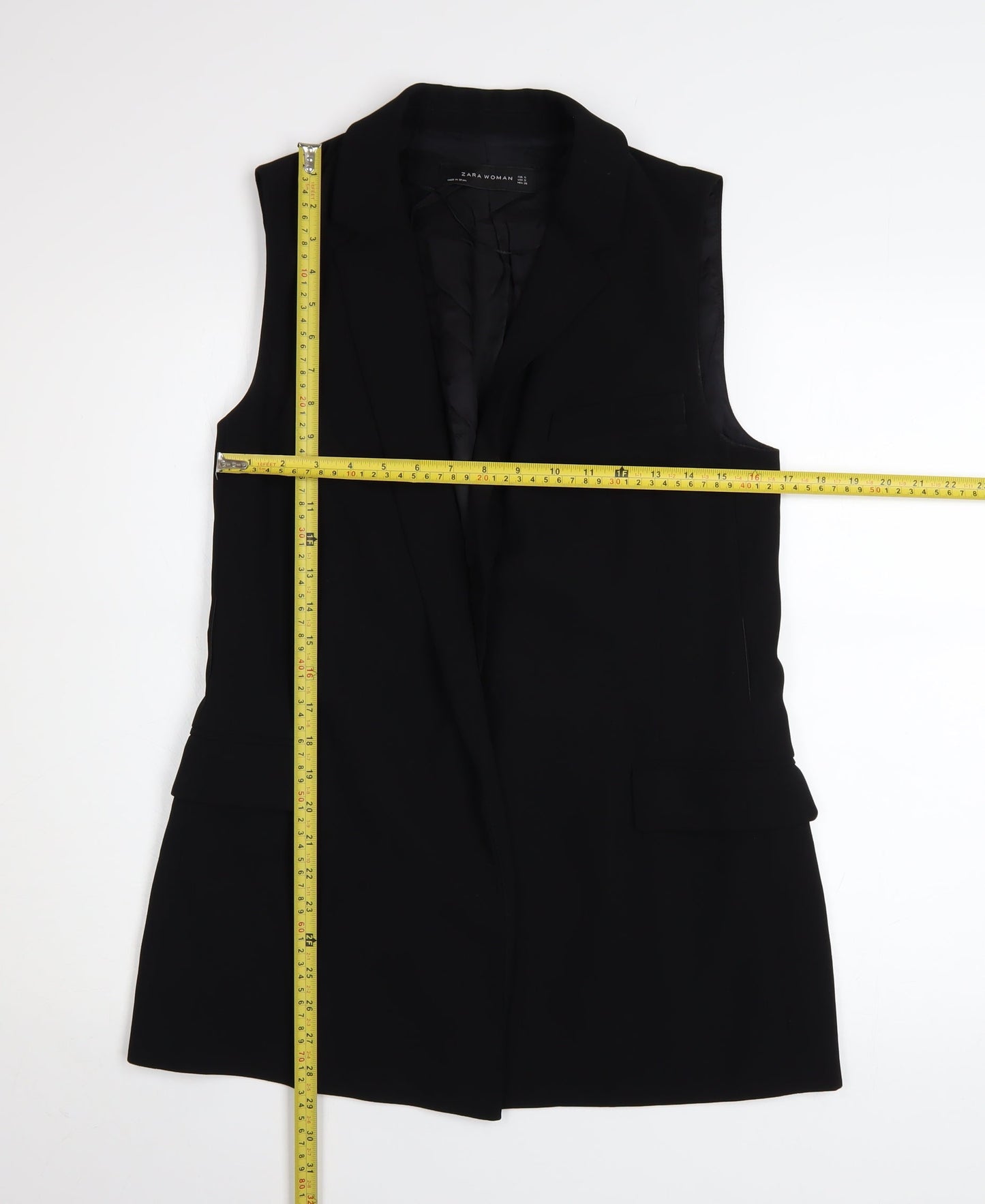 Zara Woman Black Sleeveless Waistcoat Size S Smart Lined Workwear