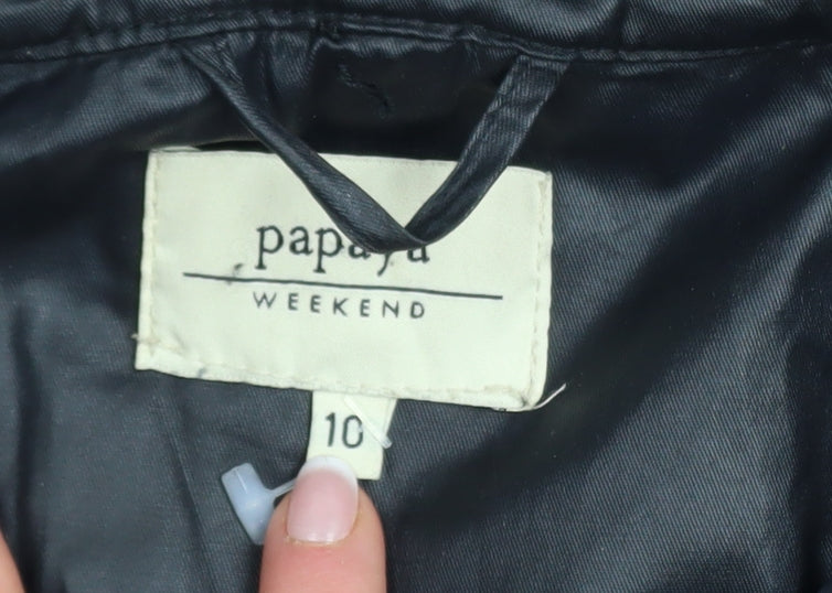 Papaya Weekend Women's Black Hooded Parka Coat Size 10