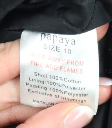 Papaya Weekend Women's Black Hooded Parka Coat Size 10