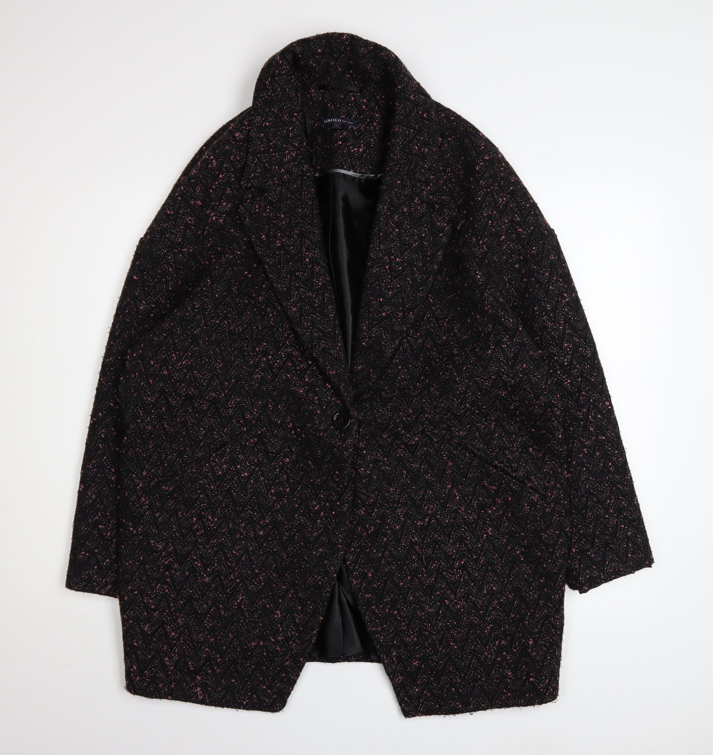 Marks and Spencer Women’s Black Tweed Overcoat Size 14 Limited Edition
