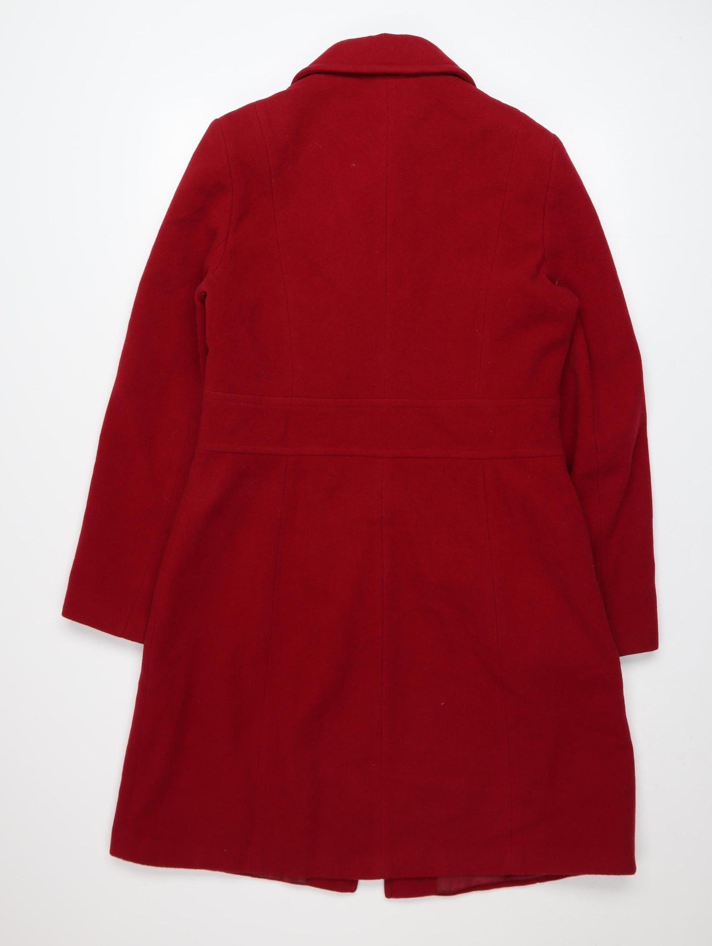 Debenhams Women Red Wool Long Overcoat Size 14