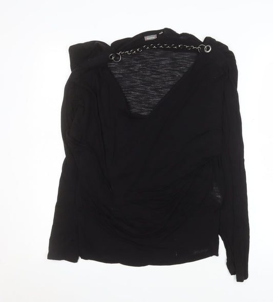 Firetrap Women's Black Wrap Long Sleeve Lyocell Blouse Size M