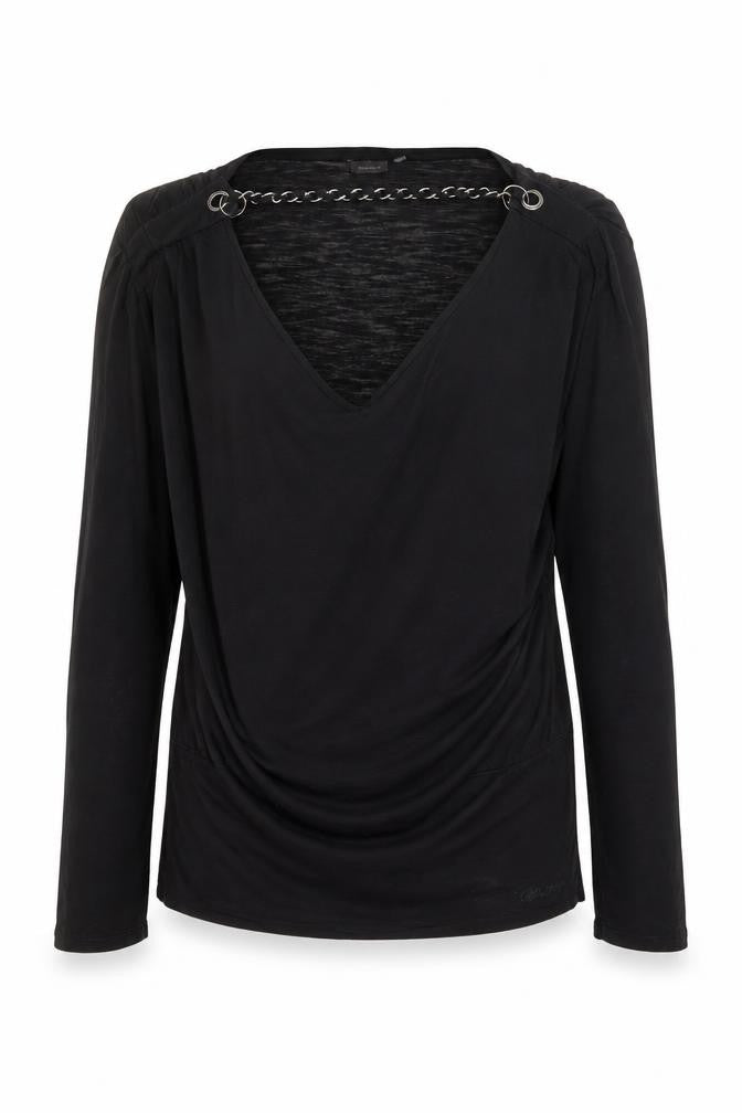 Firetrap Women's Black Wrap Long Sleeve Lyocell Blouse Size M