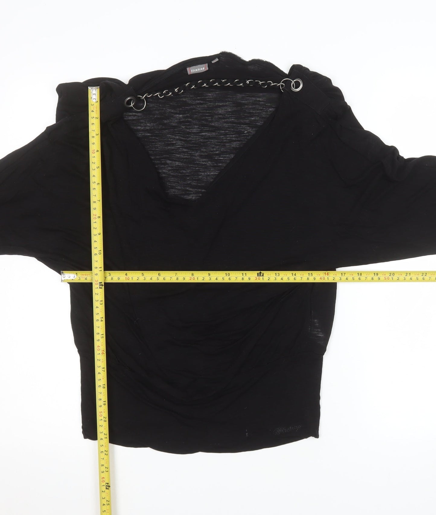 Firetrap Women's Black Wrap Long Sleeve Lyocell Blouse Size M
