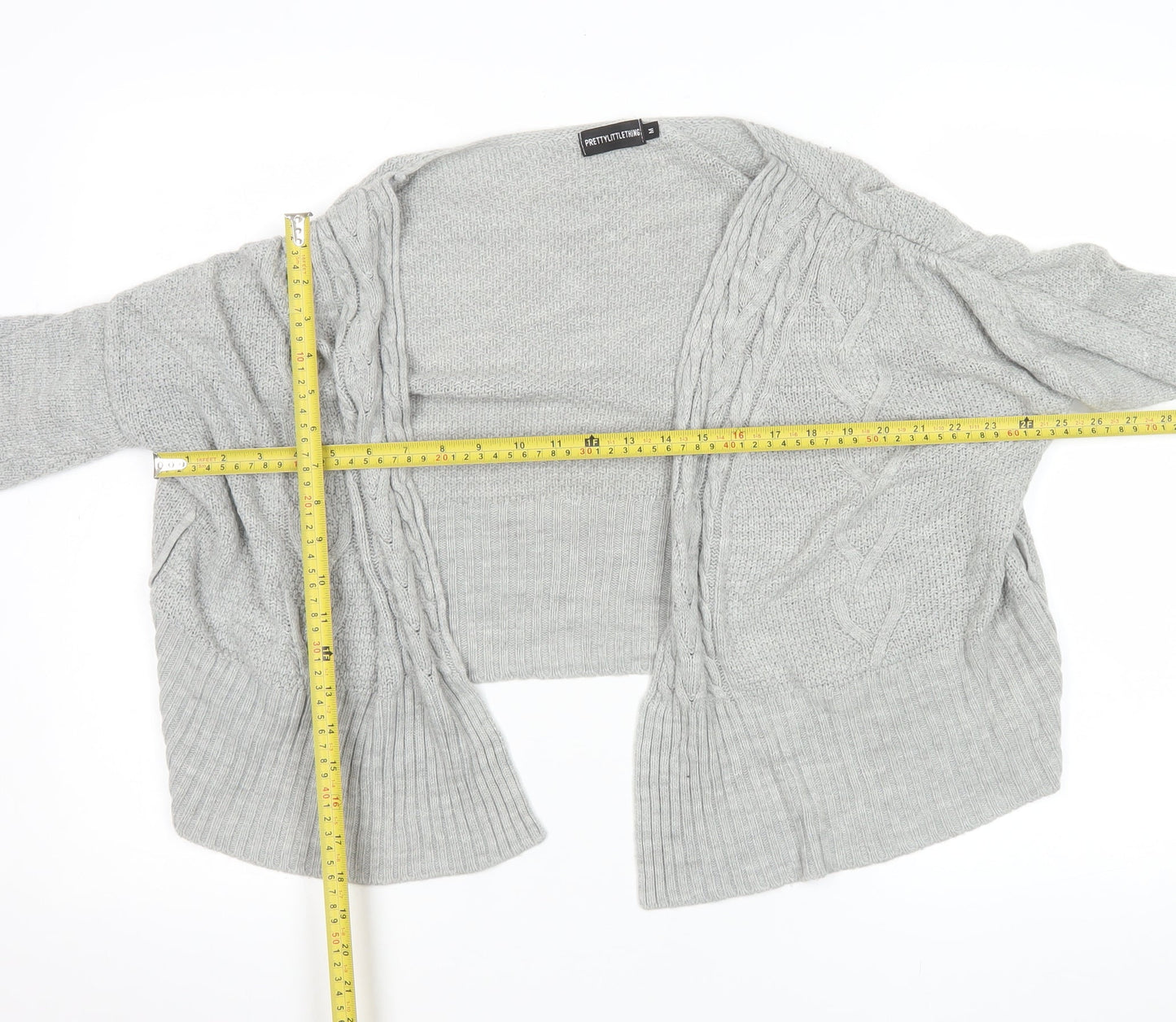 PrettyLittleThing Women’s Grey Knit Open Cardigan Size M