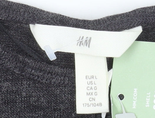 H&M Women’s Grey Long Sleeve Button-Up Basic Jersey Top L