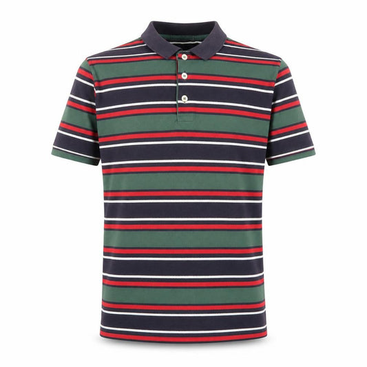 Marks and Spencer Mens Green Navy Striped Polo Shirt Size M Classic Fit