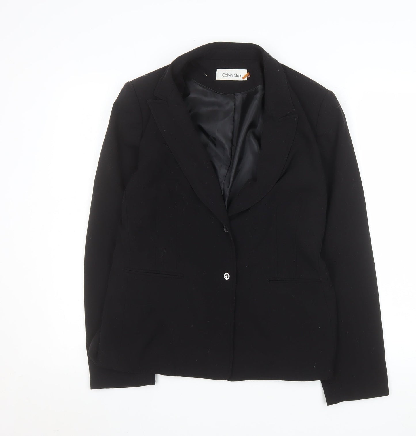 Calvin Klein Womens Black Size 10 Single-Breasted Blazer Jacket