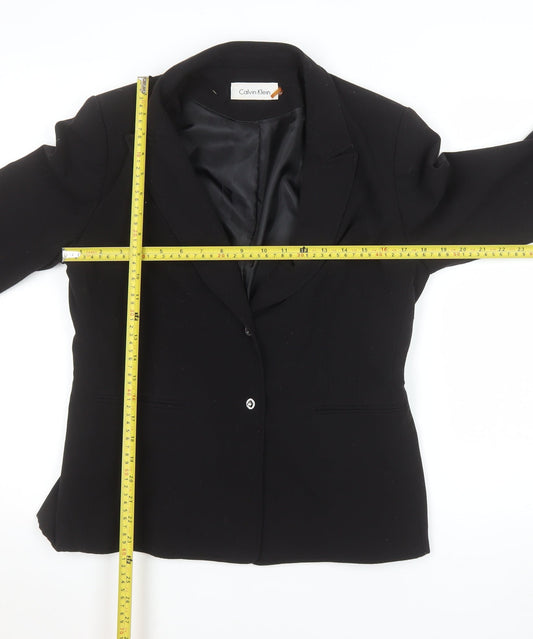 Calvin Klein Womens Black Size 10 Single-Breasted Blazer Jacket