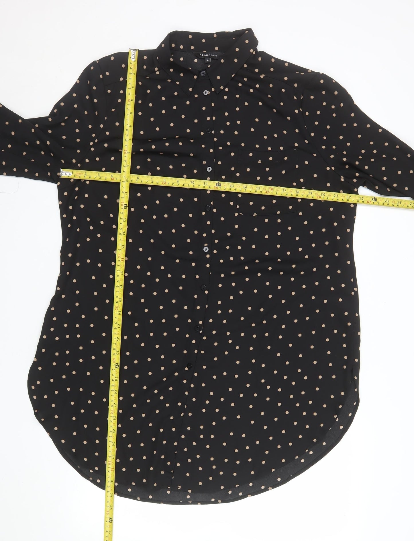 Peacocks Women's Black Polka Dot Button-Up Blouse Size 18