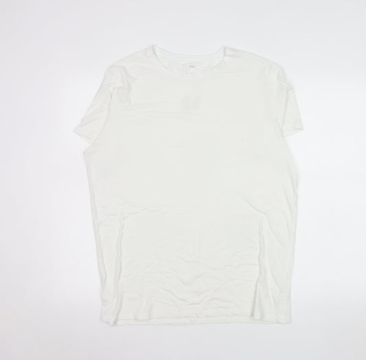 Marks and Spencer Men Ivory XL Thermal Short Sleeve Crew Neck T-Shirt