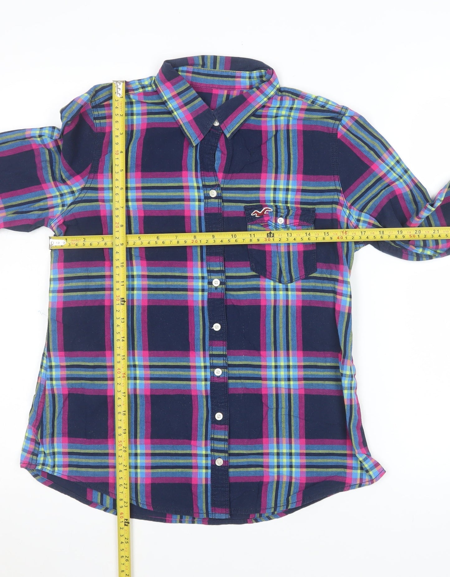 Hollister Men's Multicoloured Plaid Button-Up Long Sleeve Shirt M