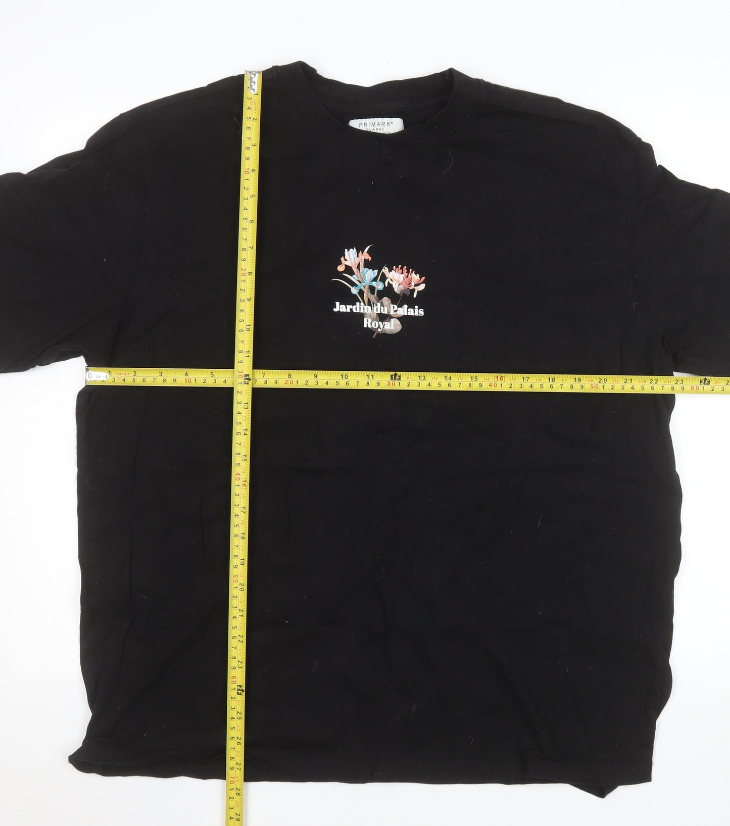 Primark Men’s Black Floral Paris Graphic Cotton T-Shirt XL