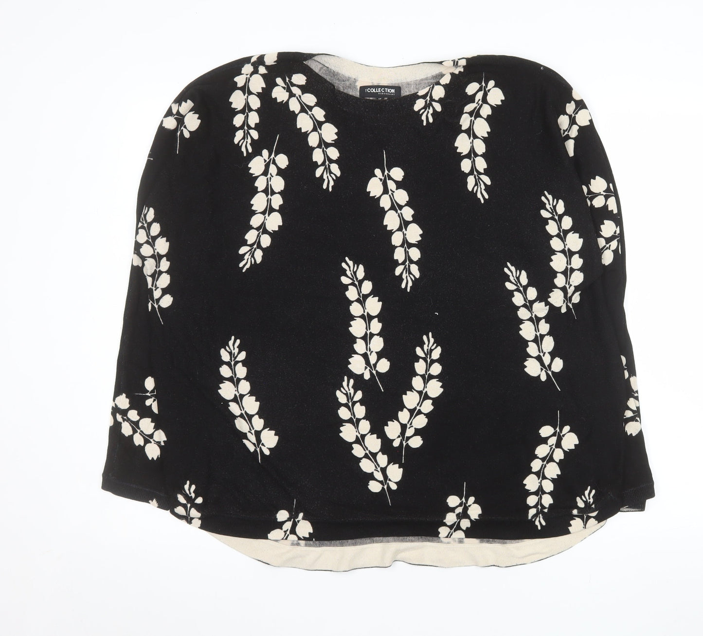 Marks and Spencer Women Black Floral Long Sleeve Tunic Top Size 16