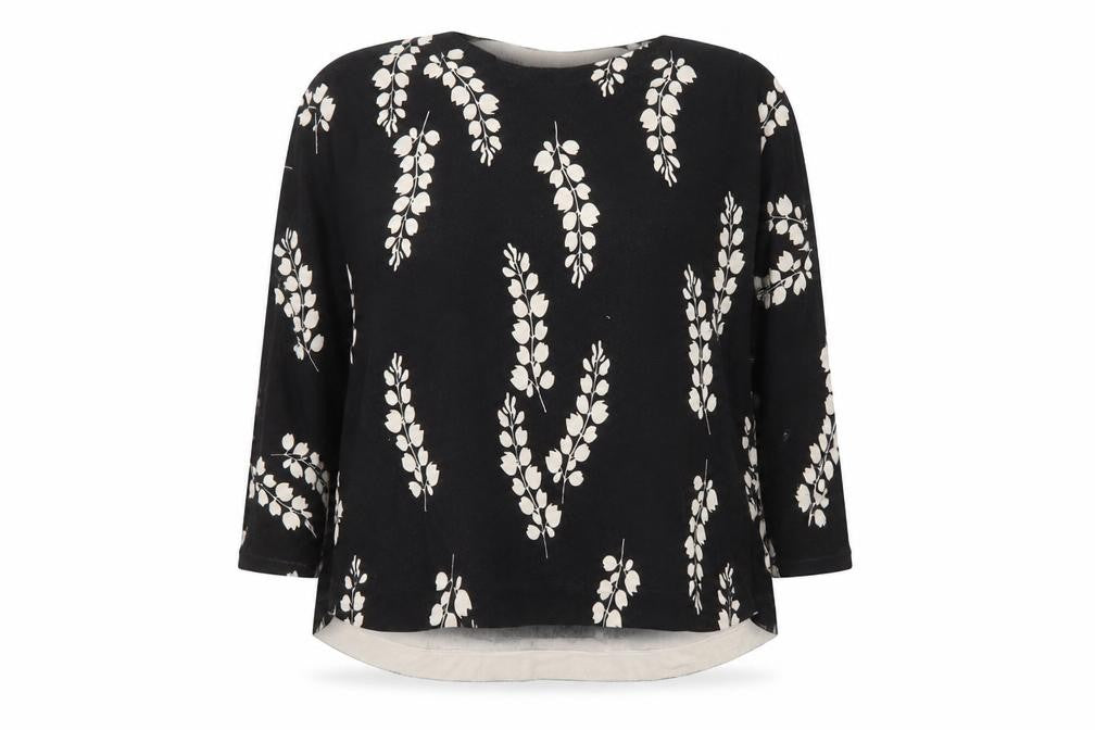 Marks and Spencer Women Black Floral Long Sleeve Tunic Top Size 16