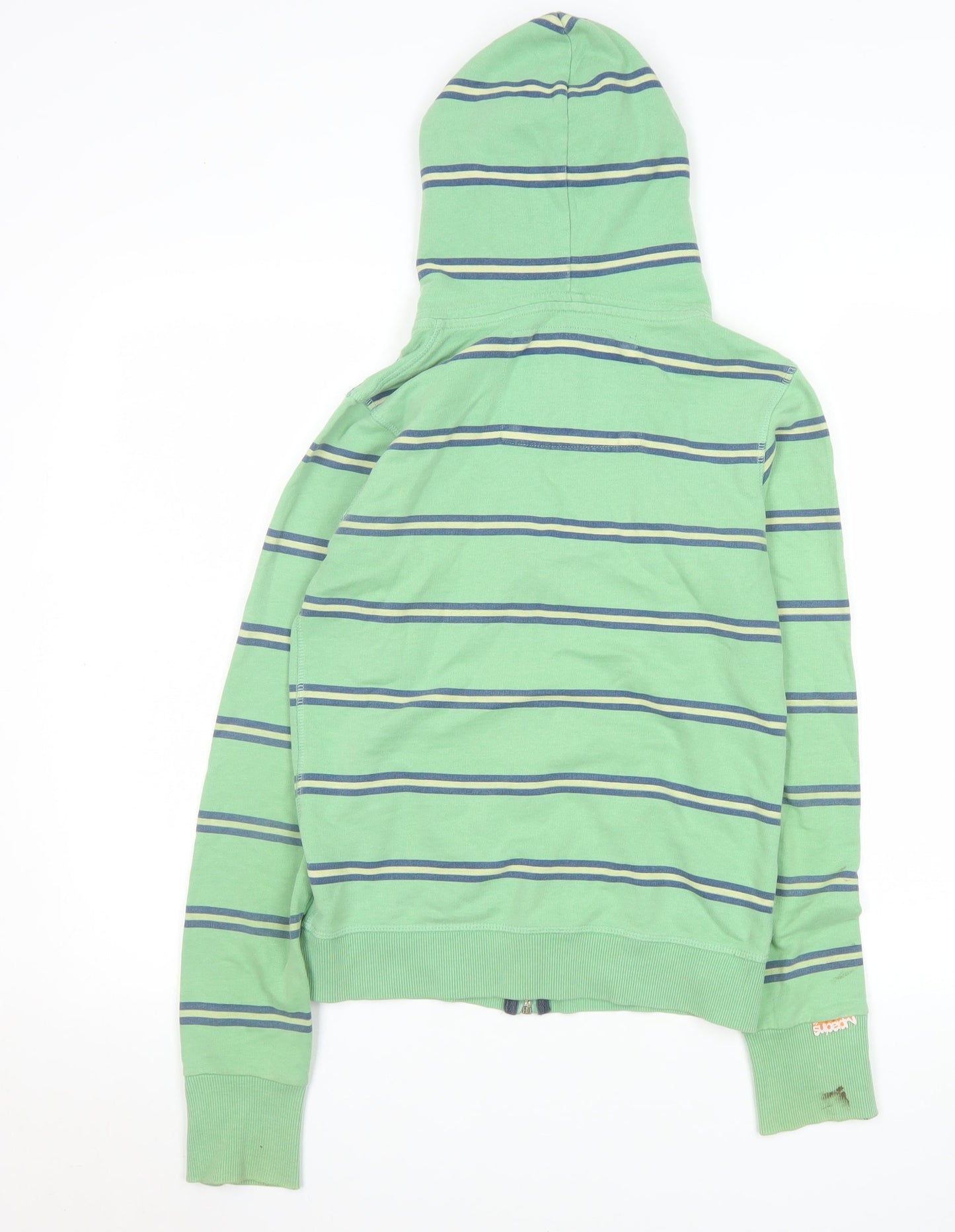 Superdry Women’s Green Striped Hooded Cotton Zip Jacket XS
