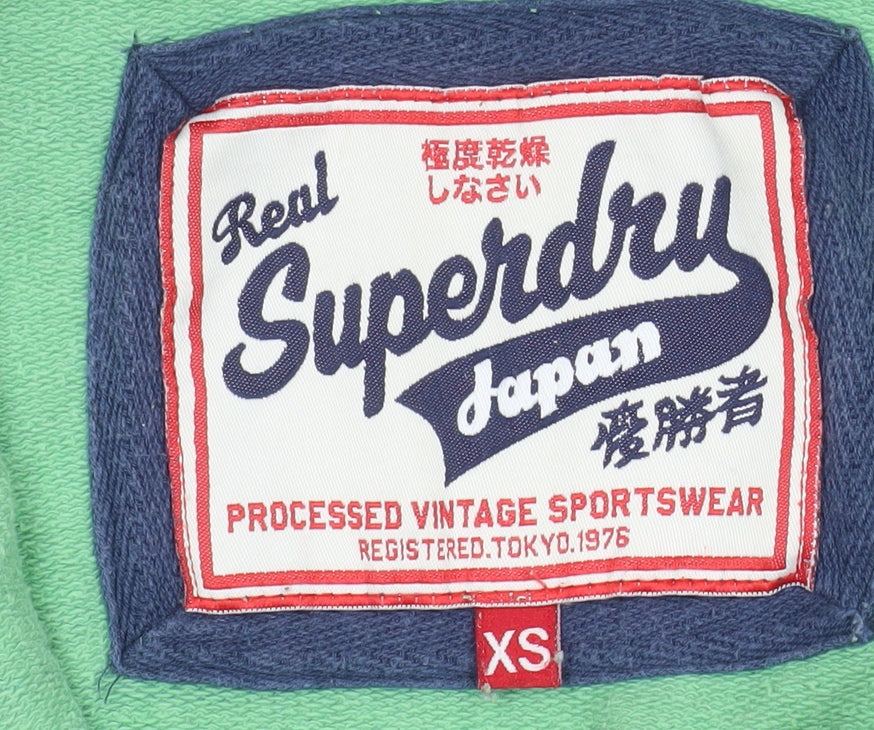 Superdry Women’s Green Striped Hooded Cotton Zip Jacket XS