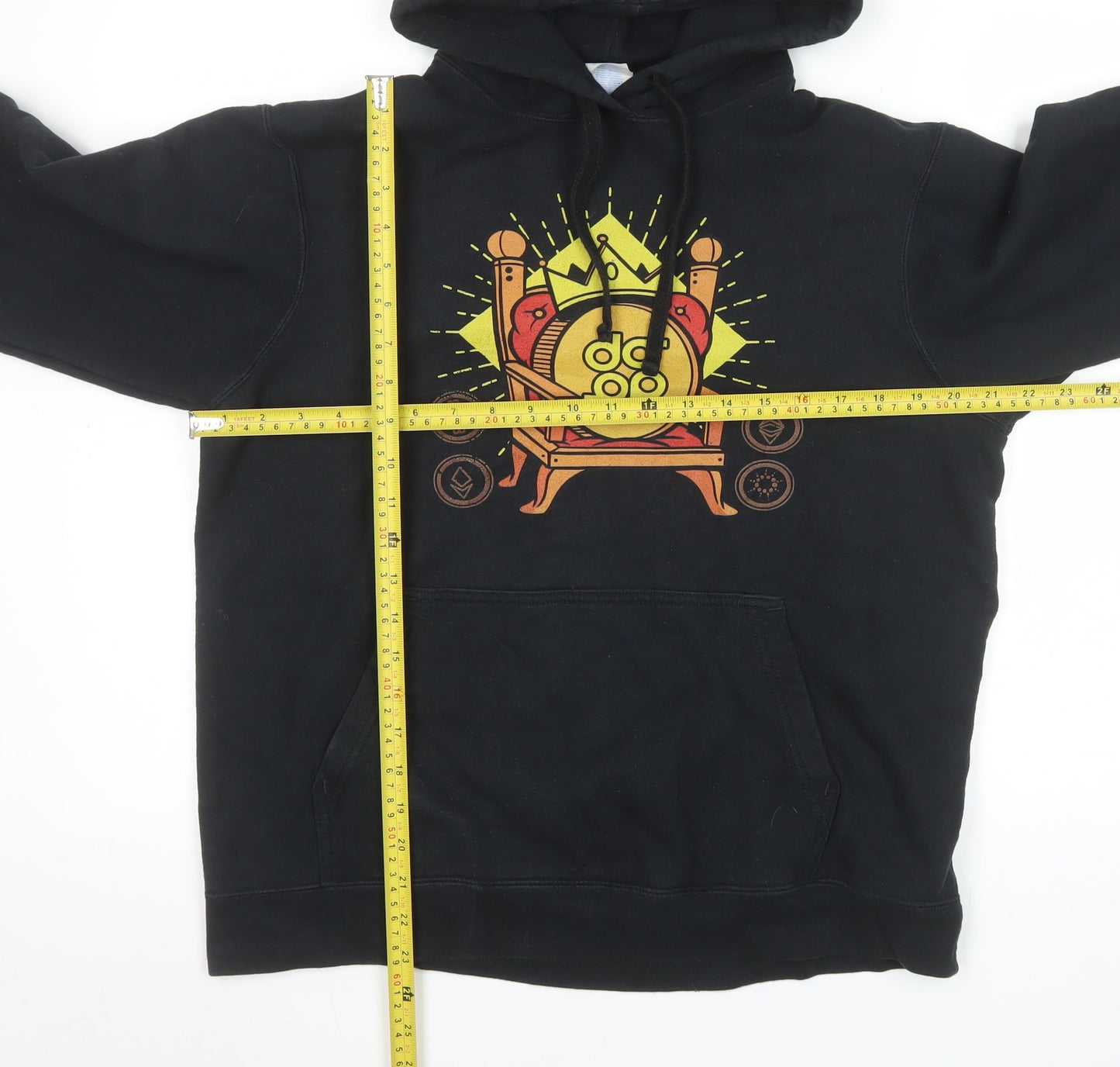 Port & Company Men's Black Pullover Hoodie M Graphic Print Fleece