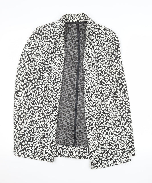 Next Women Black White Animal Print Blazer Size 14 Cotton Stretch Jacket