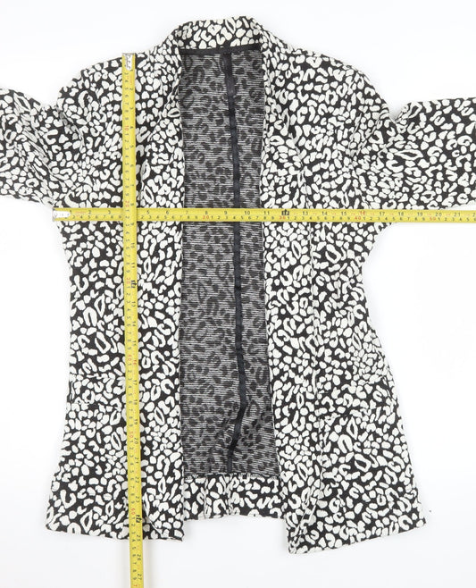Next Women Black White Animal Print Blazer Size 14 Cotton Stretch Jacket