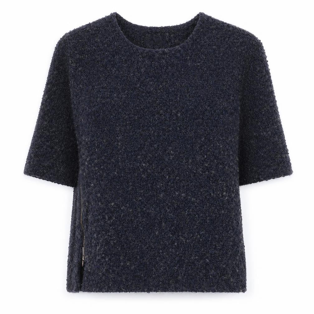 Next Women's Blue Wool Blend Chunky Knit 3/4 Sleeve Pullover Jumper Size 12