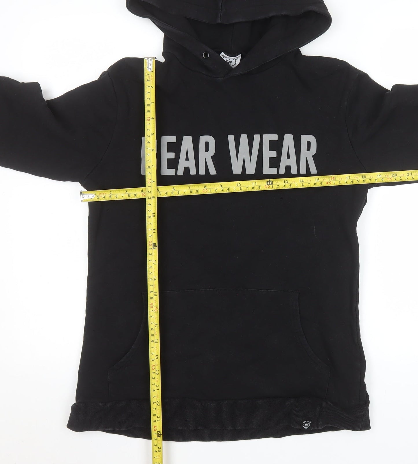 Bear Wear Mens Black Pullover Hoodie L Logo Fleece Sweatshirt