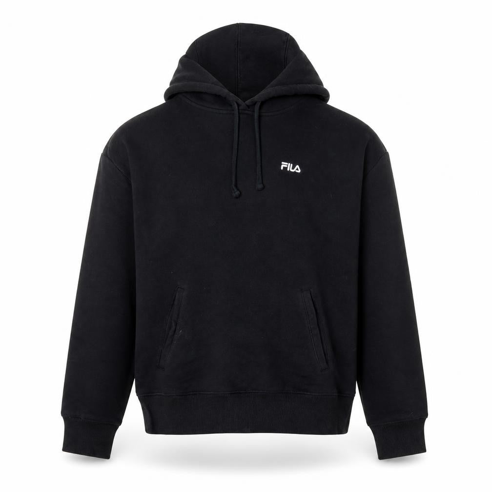Fila Men’s Black Pullover Hoodie Size S Logo Fleece Sweatshirt