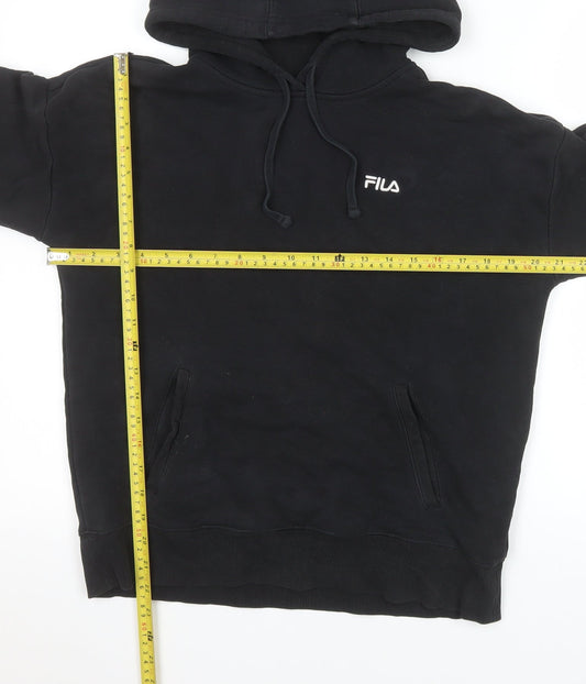 Fila Men’s Black Pullover Hoodie Size S Logo Fleece Sweatshirt
