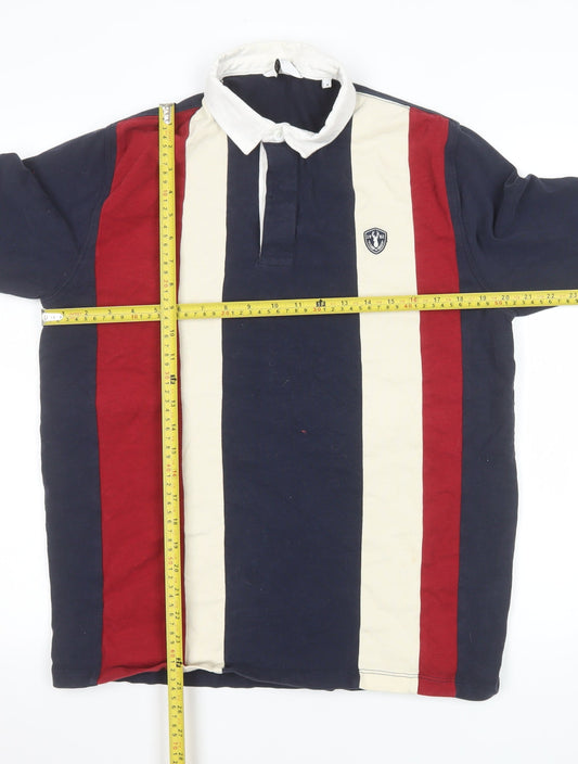 Next Men’s Multicoloured Long Sleeve Rugby Polo Shirt M 100% Cotton