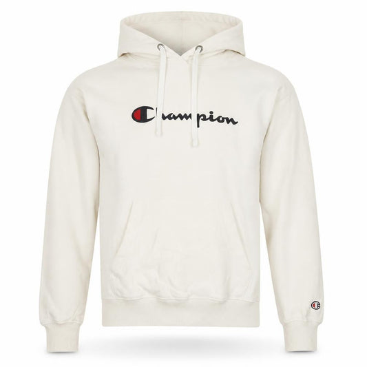 Champion Men's Ivory Small Pullover Hoodie with Logo Graphic
