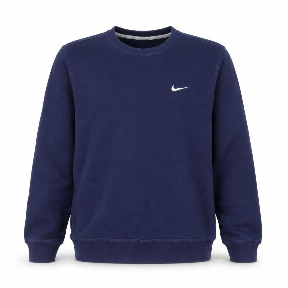 Nike Men's Blue Pullover Sweatshirt L Crew Neck Logo Fleece