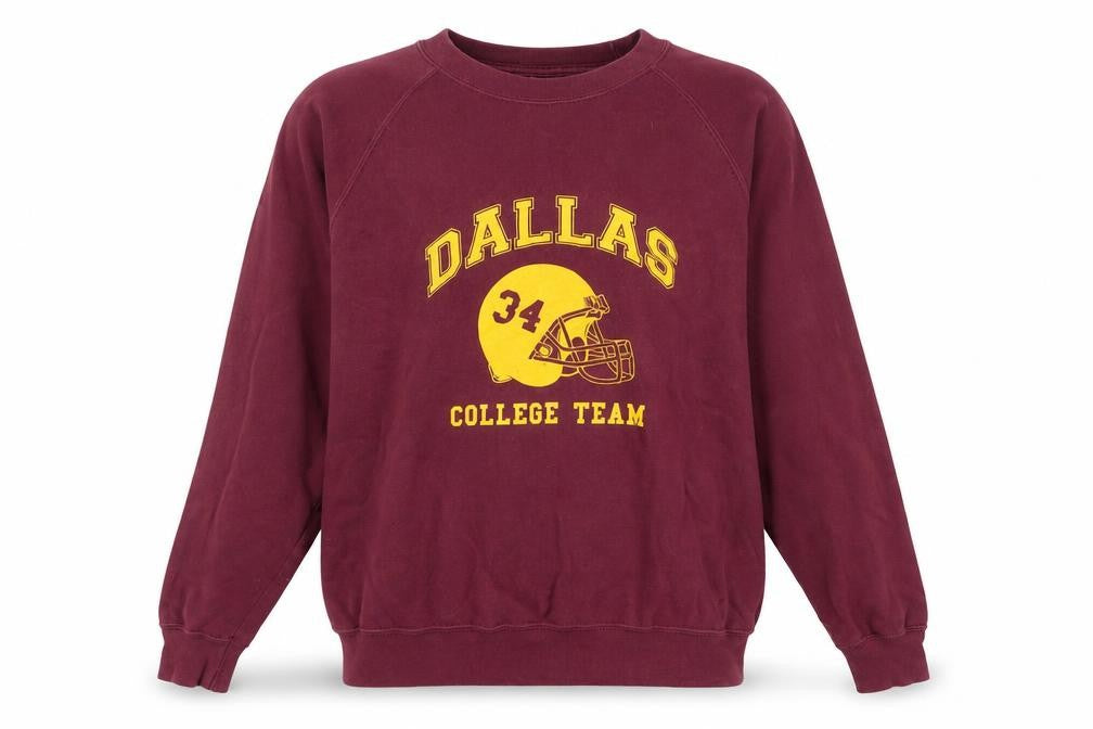Fruit of the Loom Men's Burgundy Dallas College Team Sweatshirt M Classic Crew Neck