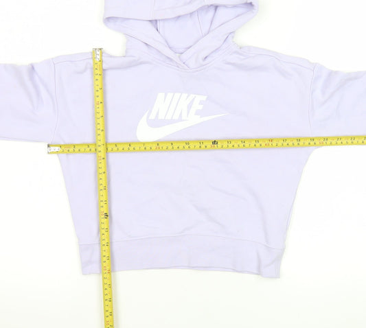 Nike Womens Lilac Hoodie L 146-156cm Cotton Blend Pullover