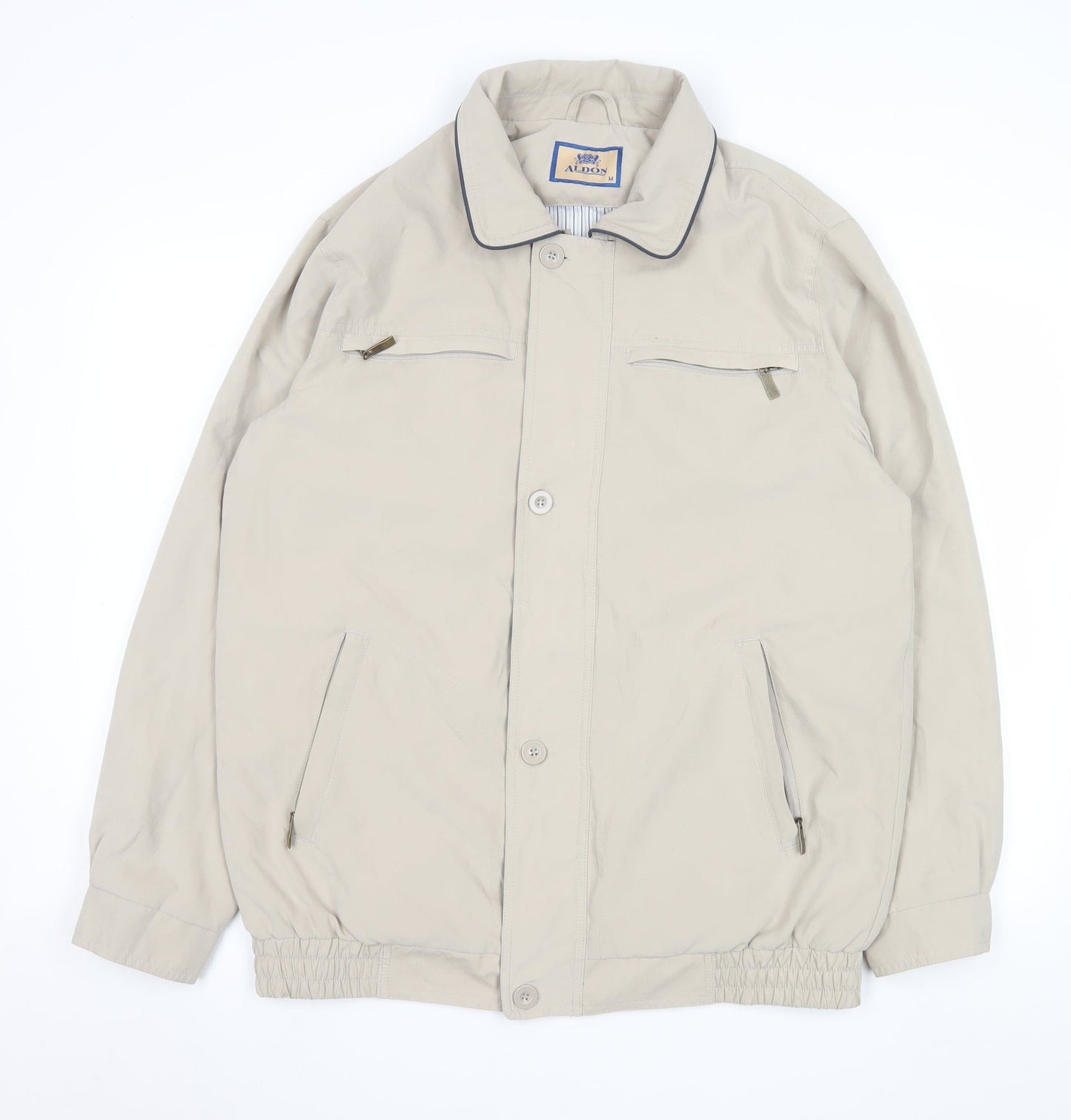Aldon Men Beige Mid-Length Polyester Basic Jacket Size M