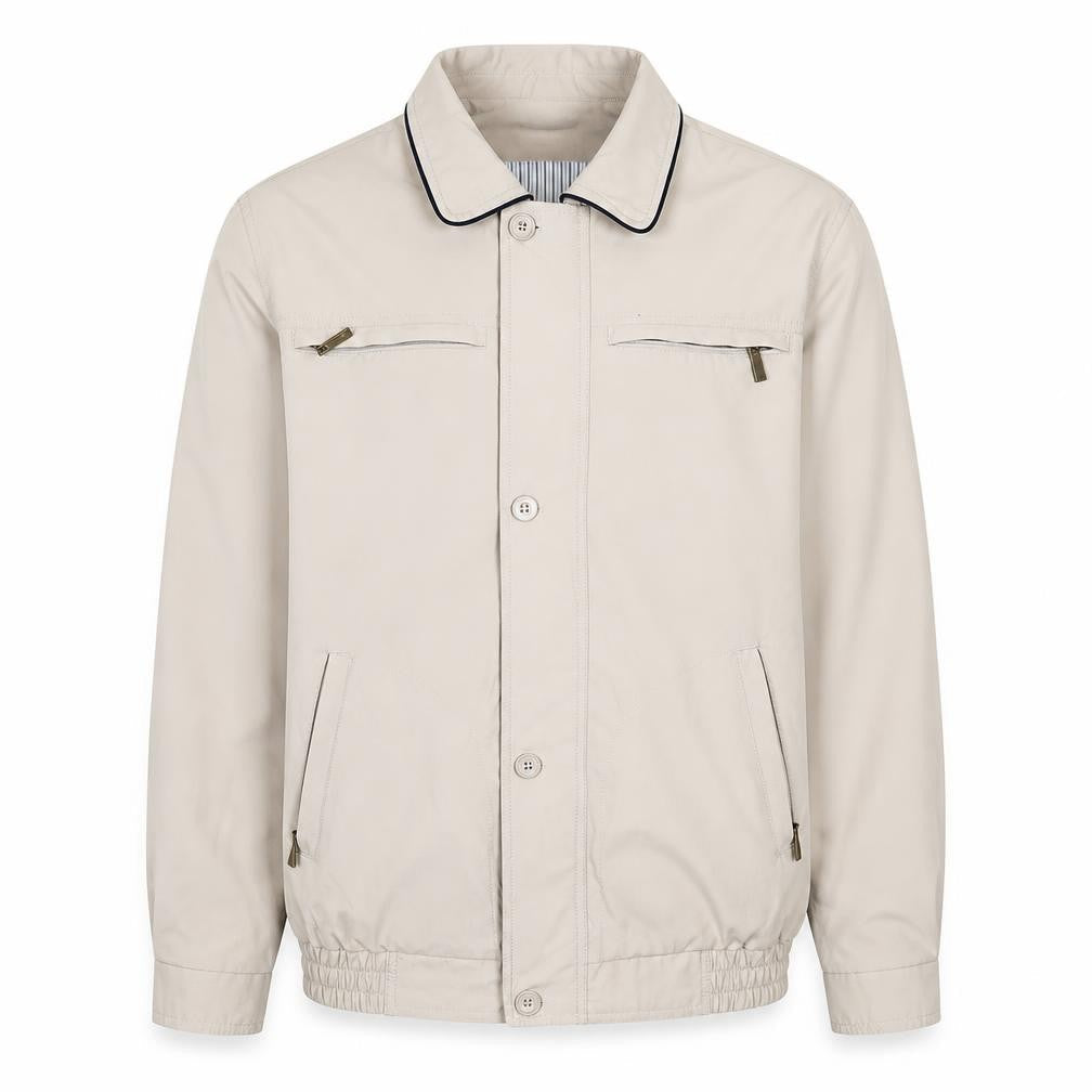Aldon Men Beige Mid-Length Polyester Basic Jacket Size M