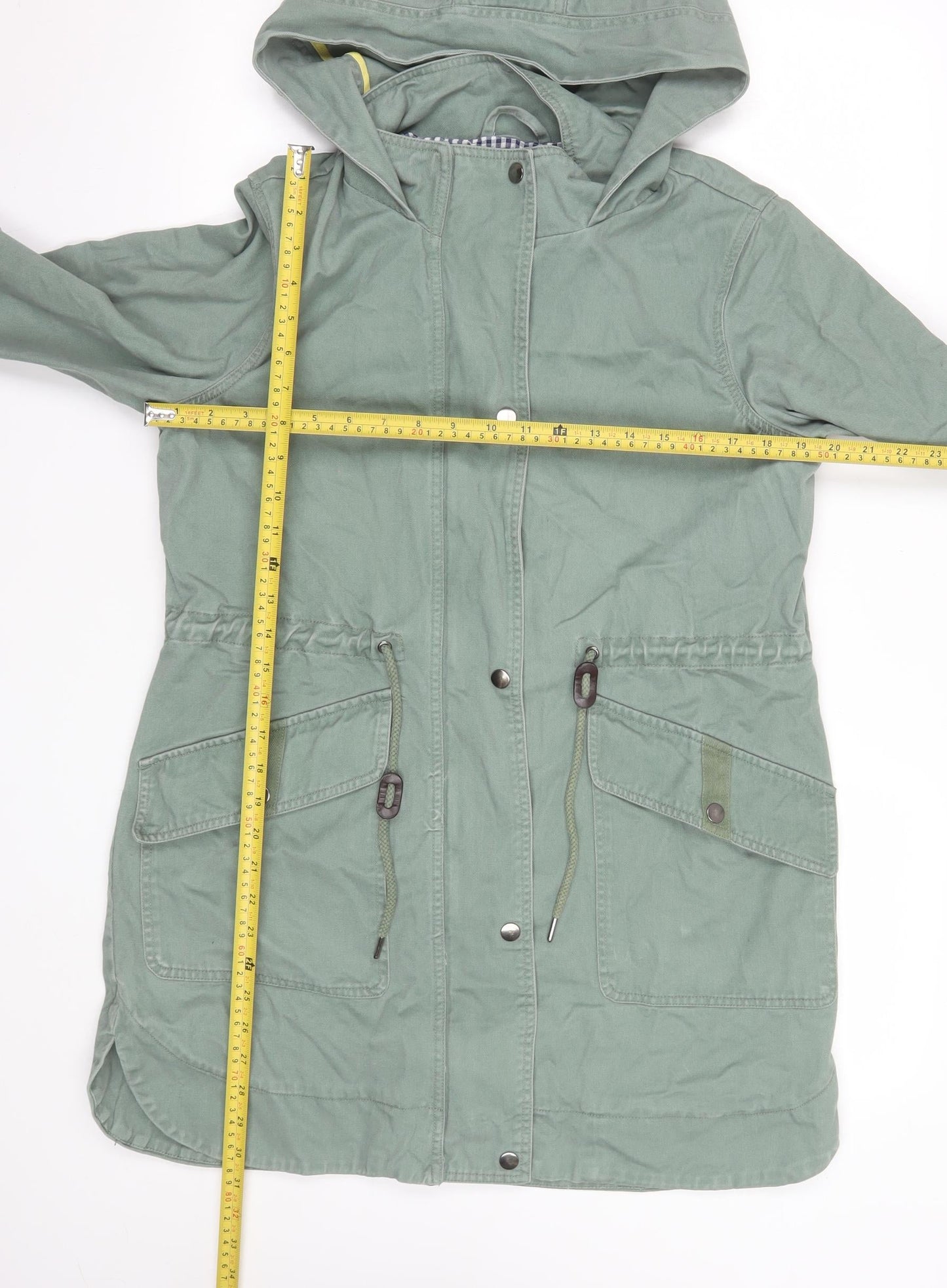 Dickins & Jones Women's Green Cotton Parka Coat Size 12