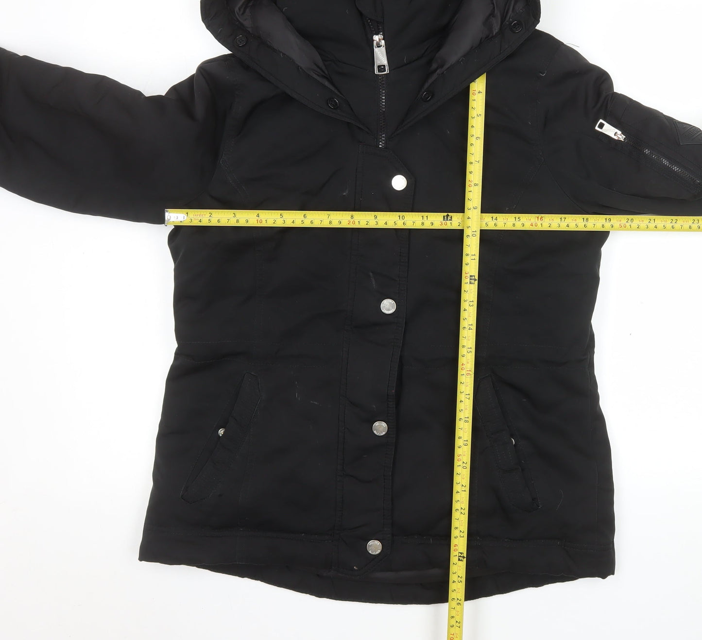 Hollister Women Black M Hooded Puffer Jacket Down Winter Coat