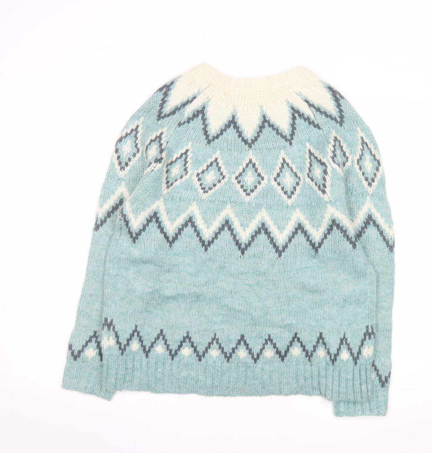 Next Women Blue Fair Isle Knit Jumper Size 14 Crew Neck