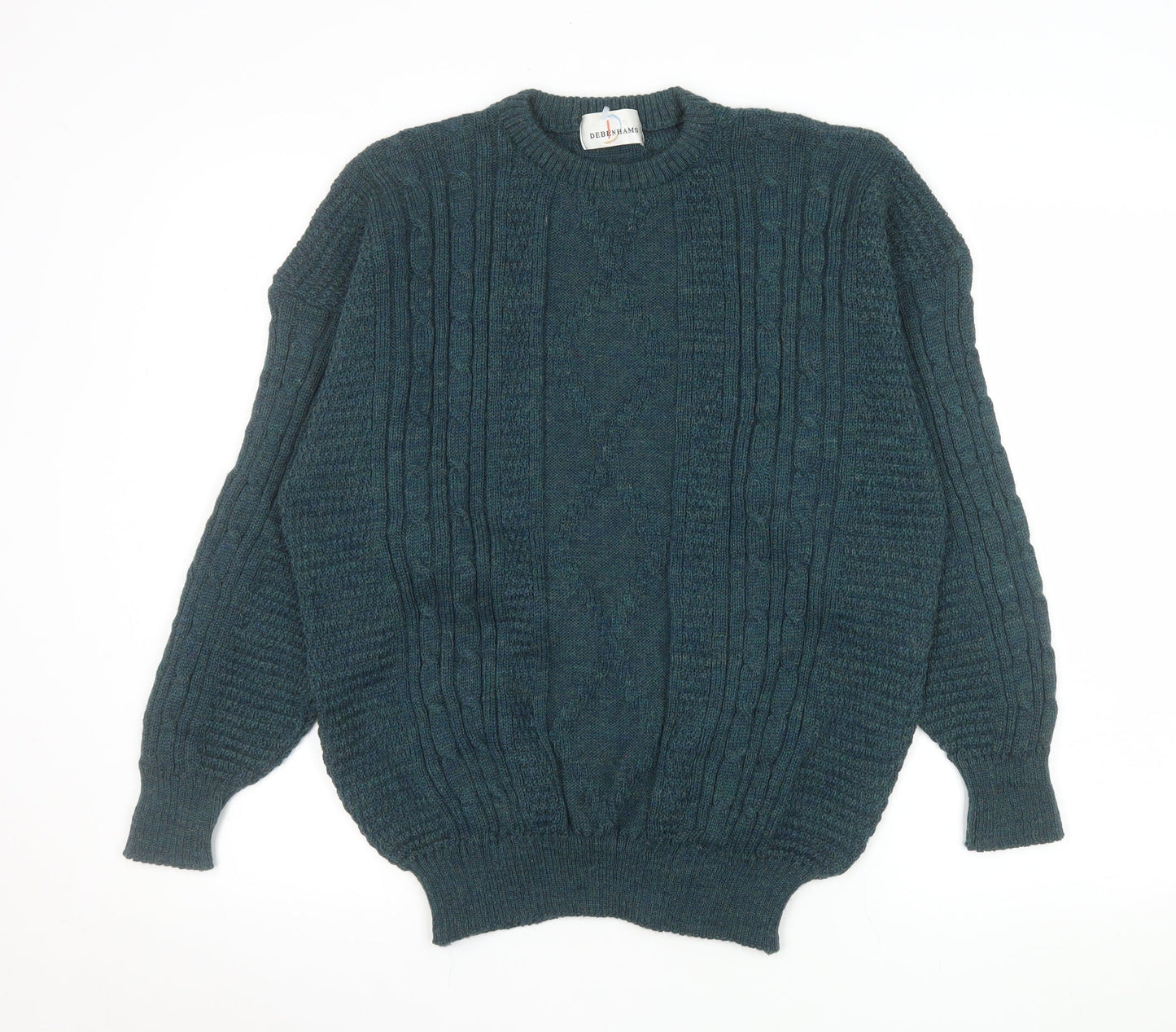 Debenhams Men’s Green Wool Cable-Knit Crew Neck Jumper L