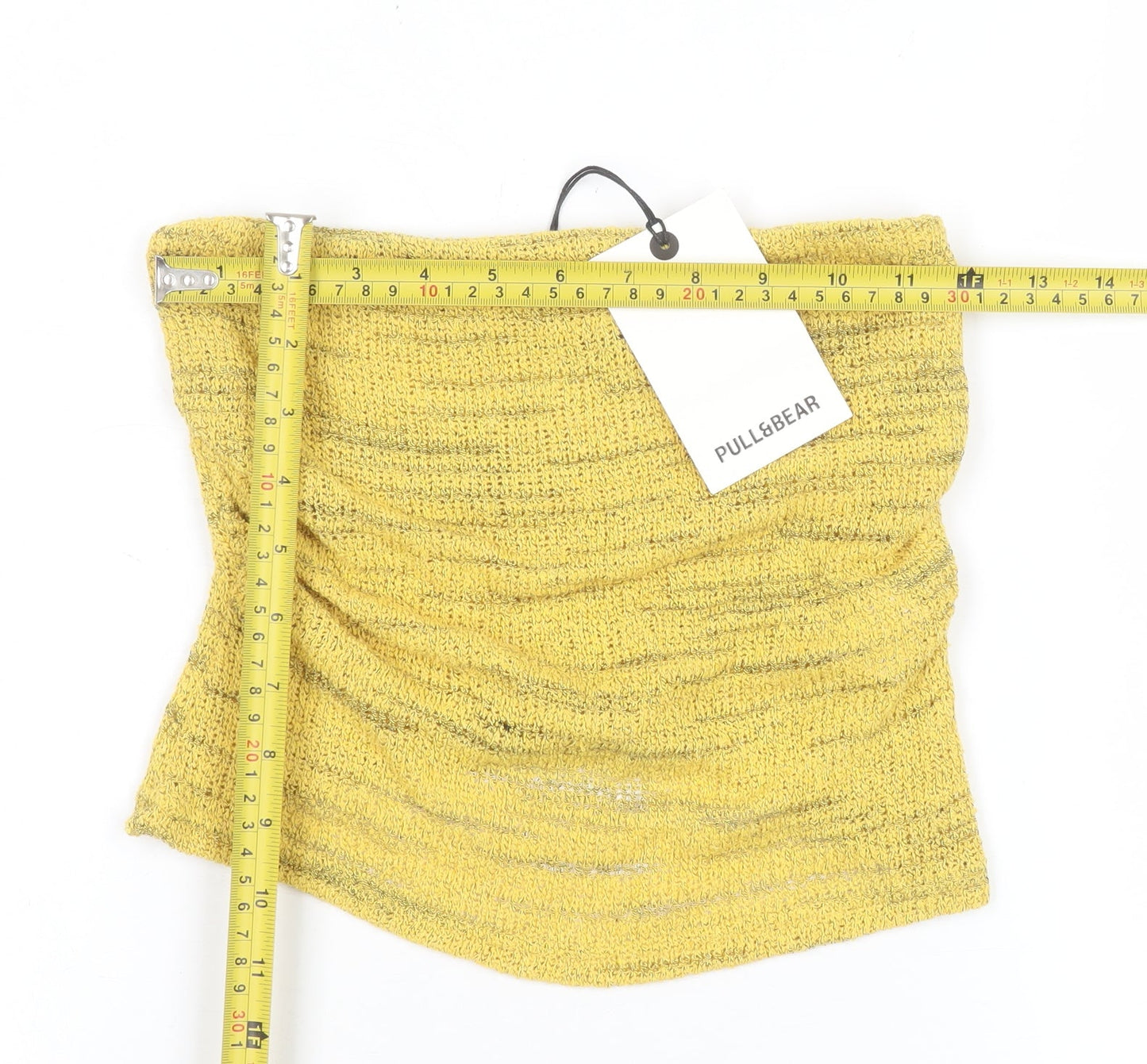 Pull&Bear Women’s Yellow Knit Strapless Camisole Tank Top S