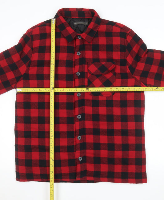 French Connection Men's Red Checked Flannel Jacket L