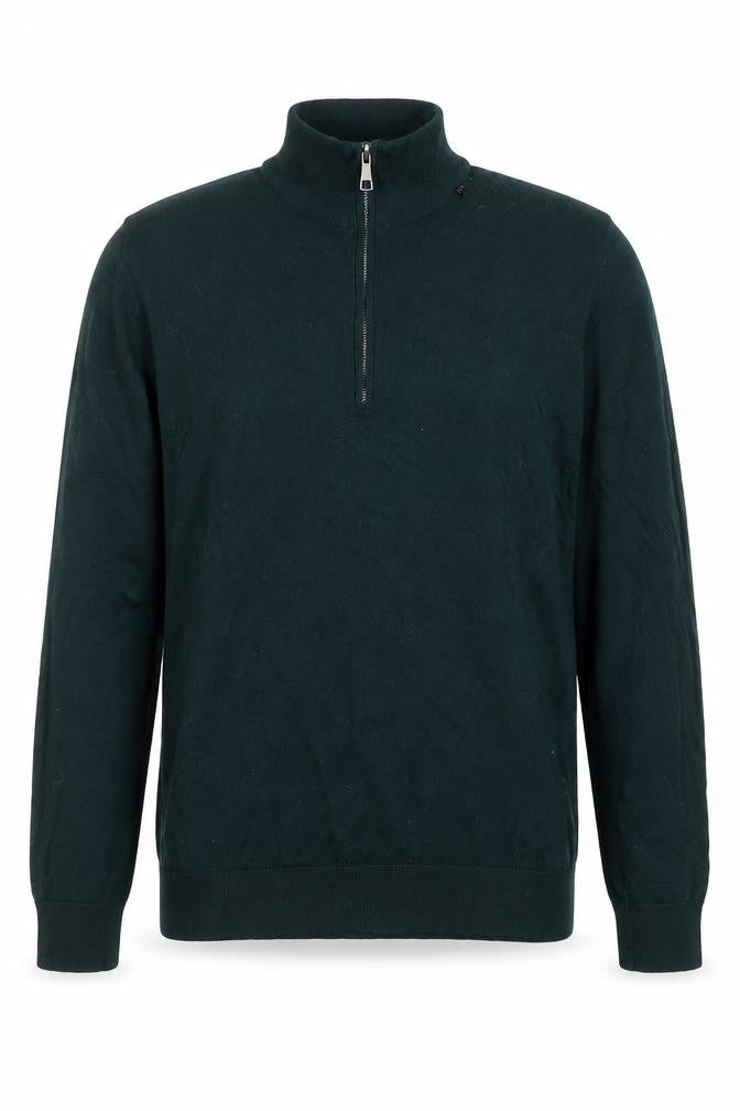 Replay Men's Green 1/4 Zip Long Sleeve Cotton Jumper Size M