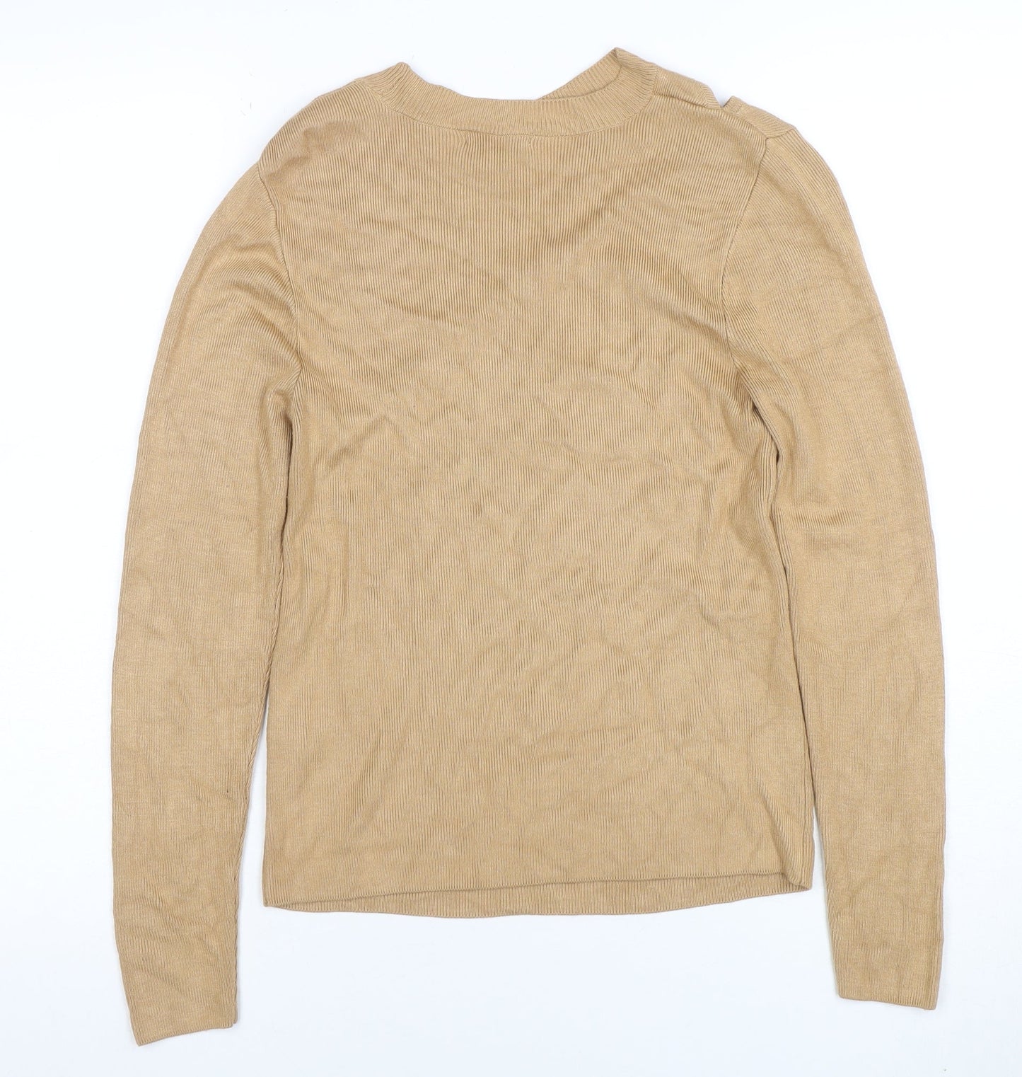 Sonder Studio Women Beige High Neck Strappy Sleeve Pullover Jumper Size 8