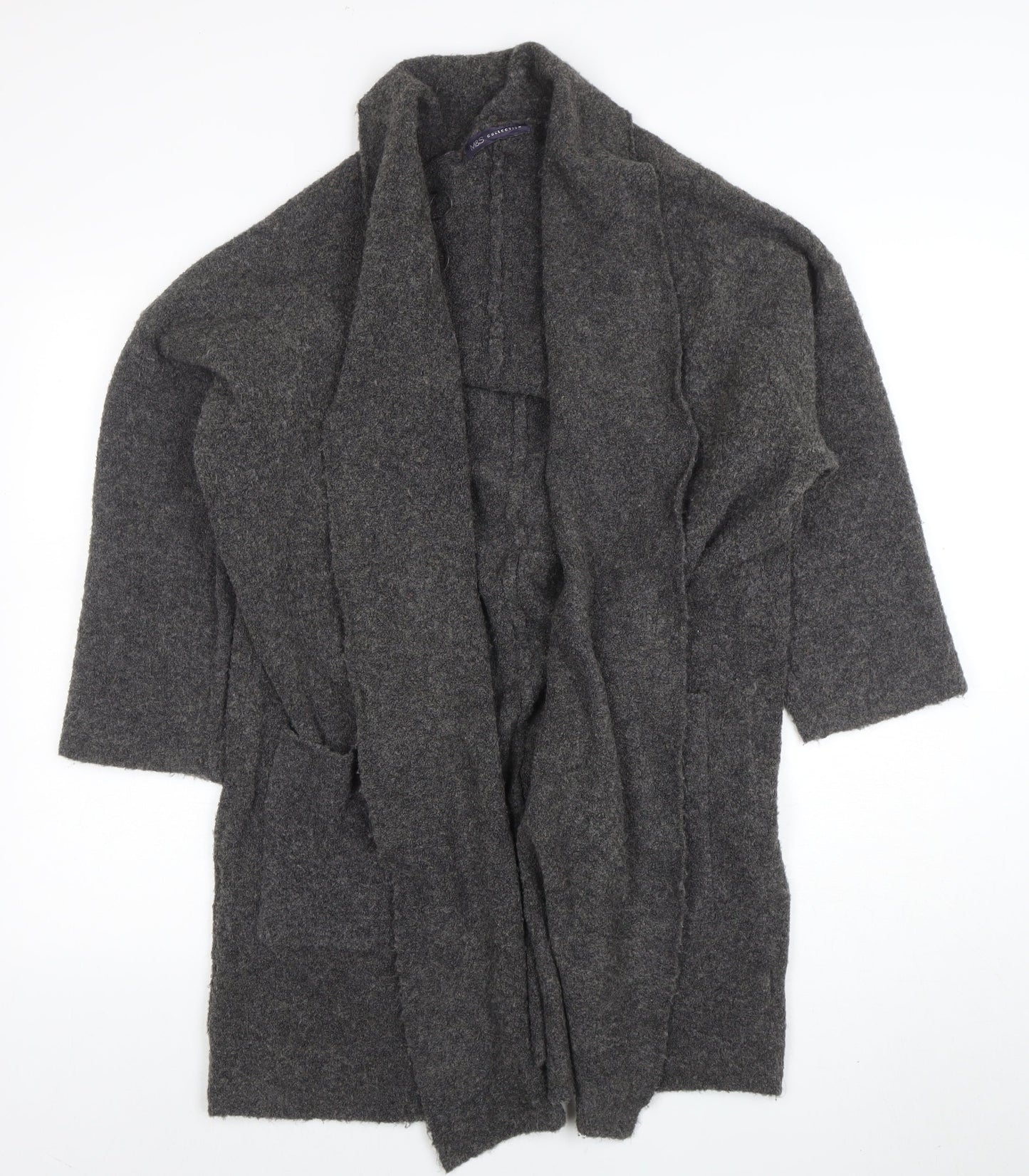 Marks and Spencer Women’s Grey Knit Open Cardigan M Relaxed Fit