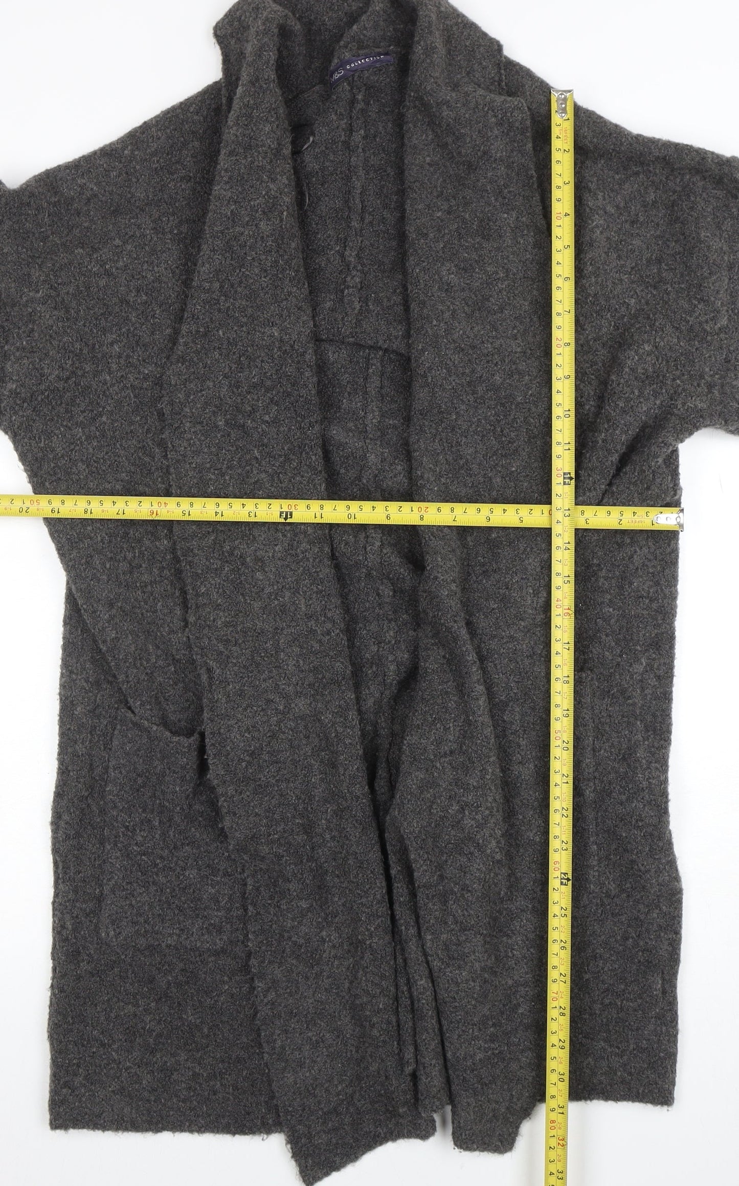 Marks and Spencer Women’s Grey Knit Open Cardigan M Relaxed Fit