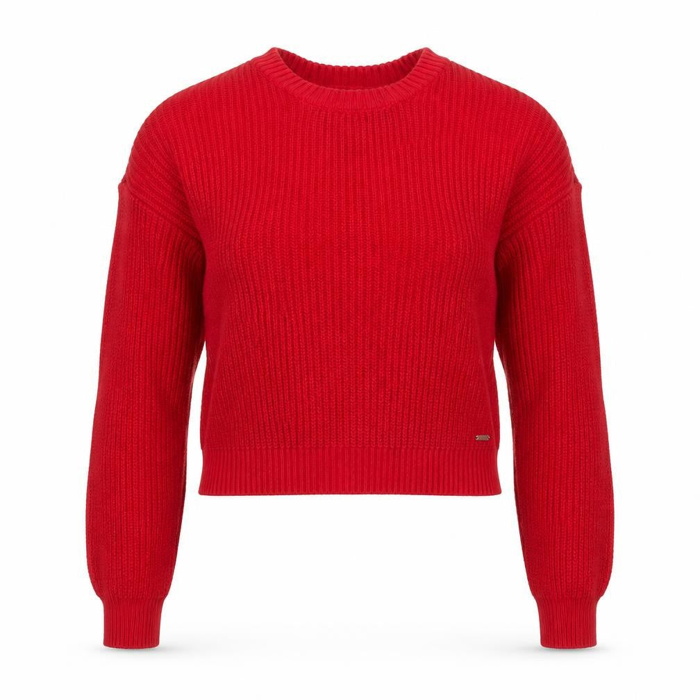 Hollister Women's Red Chunky Knit Crew Neck Jumper XS