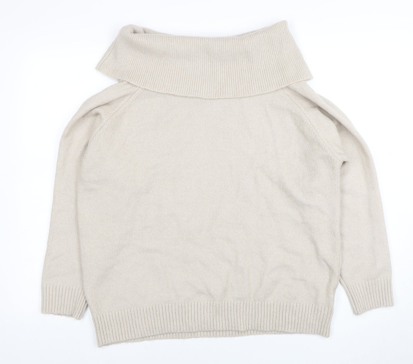 Be You Womens Beige Cowl Neck Long Sleeve Pullover Jumper Size 16