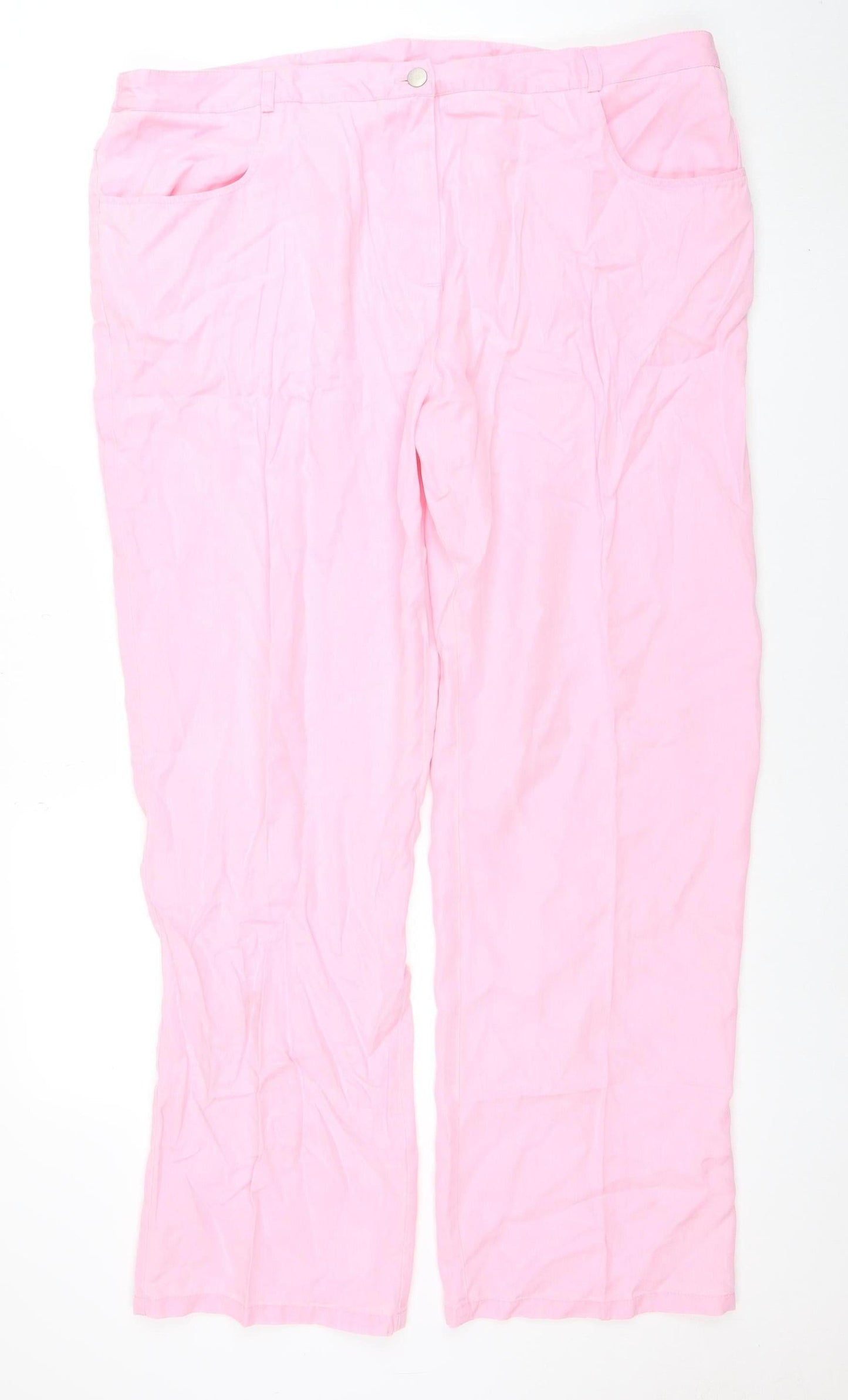 Ann Harvey Women's Pink Lyocell Straight Leg Plus Size 20 Trousers