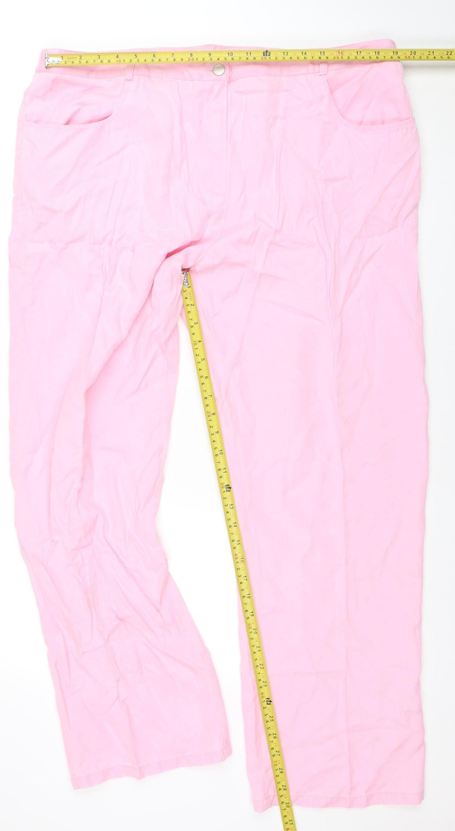 Ann Harvey Women's Pink Lyocell Straight Leg Plus Size 20 Trousers