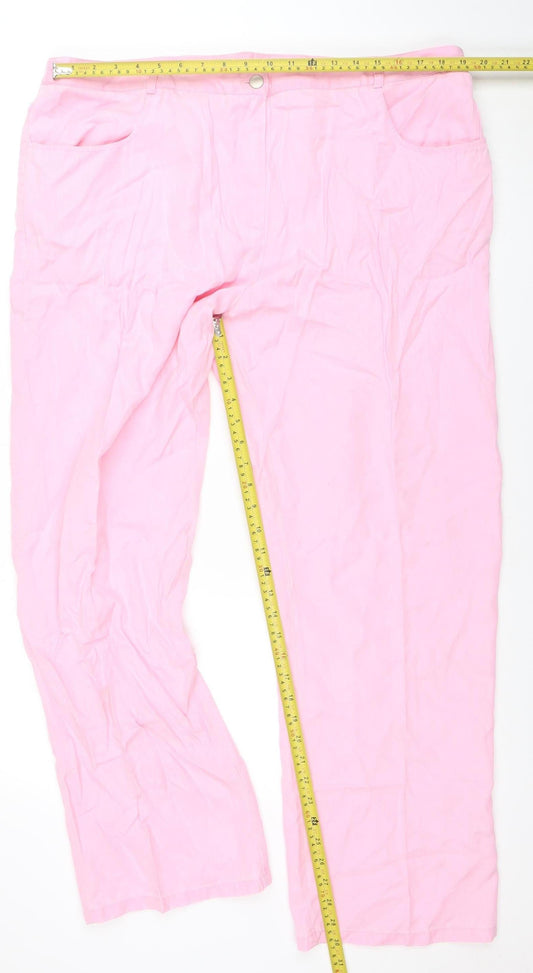 Ann Harvey Women's Pink Lyocell Straight Leg Plus Size 20 Trousers
